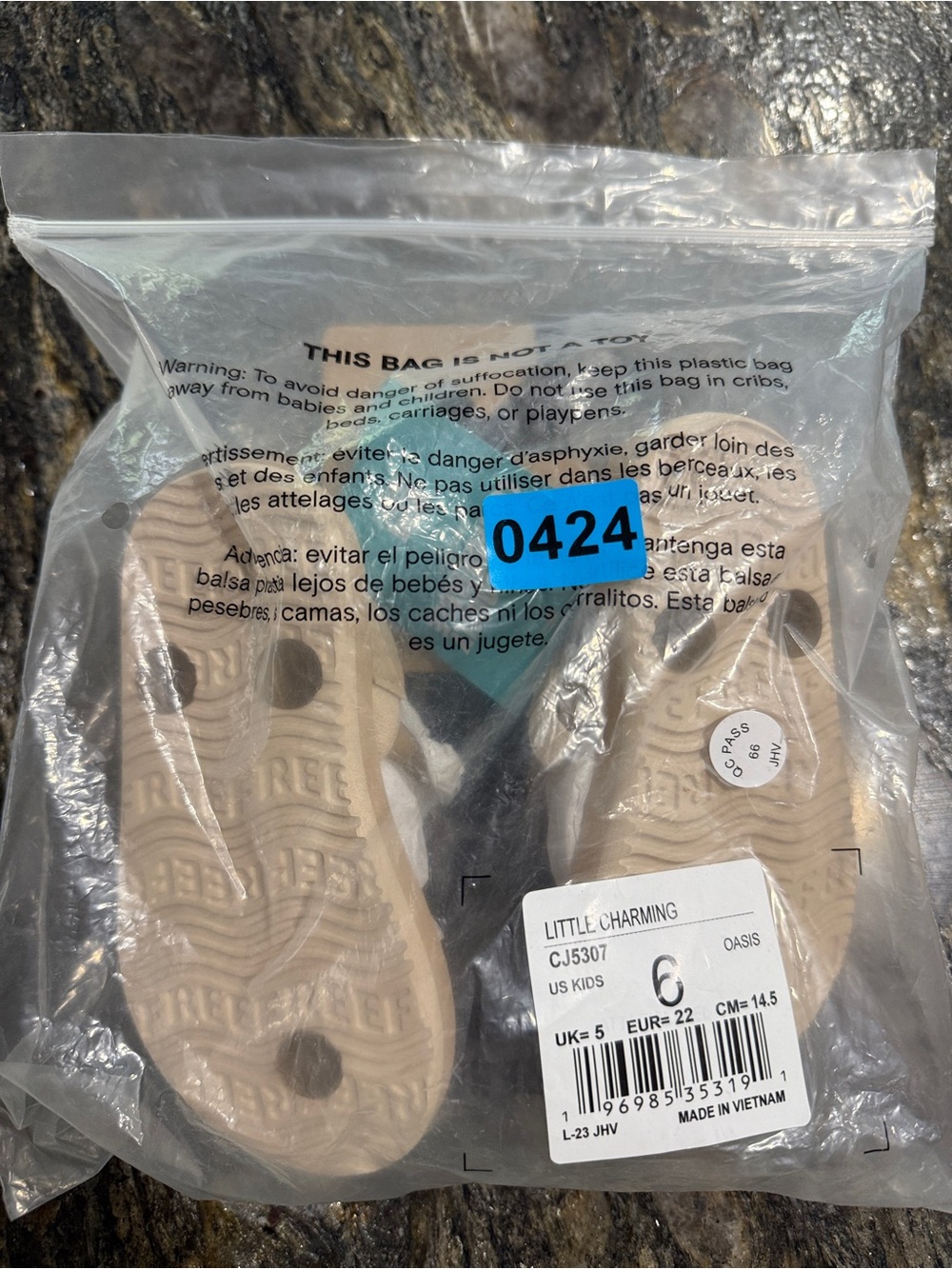 NWT Reef Little Charming Toddler Flip Flops Size 6 Tan Beach Sandals Summer Shoe - Picture 9 of 11